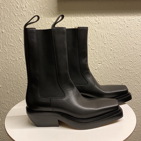 BOTTEGA VENETA Square Toe Chelsea The Lean Boots in Black 36.5 - Picture 2 of 7